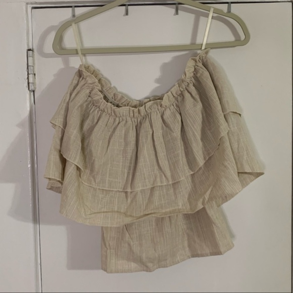 LUCCA Couture Tan Off the Shoulder Top Small